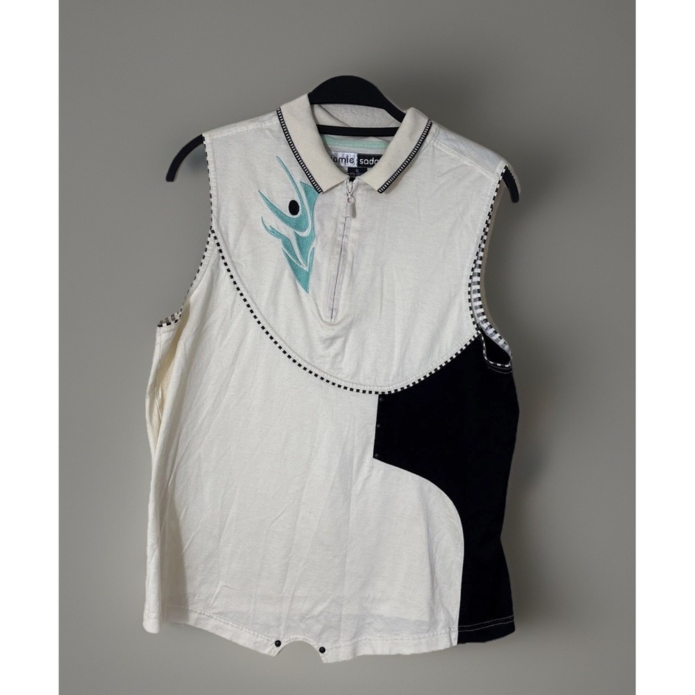 Jamie Sadock Golf Top Womens Size XL 1/4 Zip Sleeveless Shirt Cotton Active